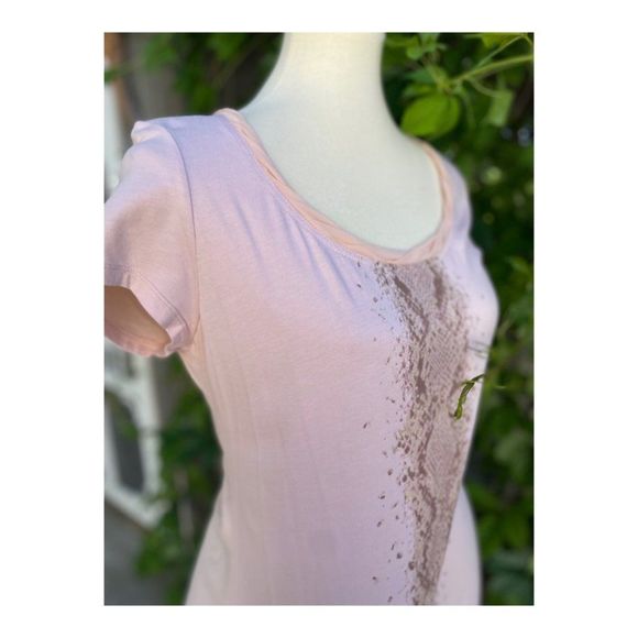 Jennifer Lopez Pink Scoop Neck Tee Shirt Animal Print Stripe Sz L - Picture 6 of 8